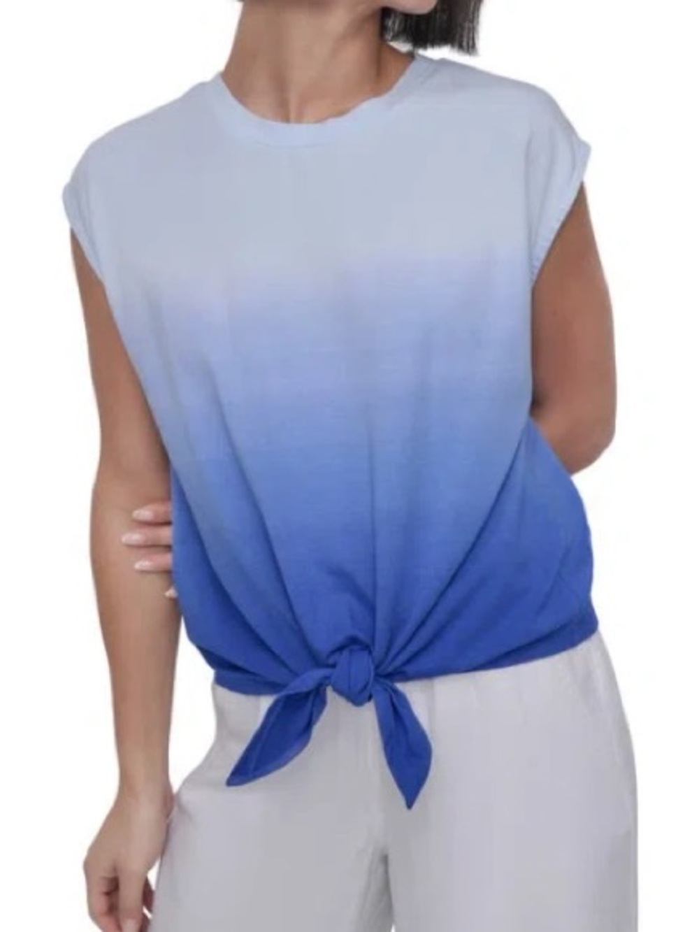 DKNY Blue Ombre Tie-Front Tank Top